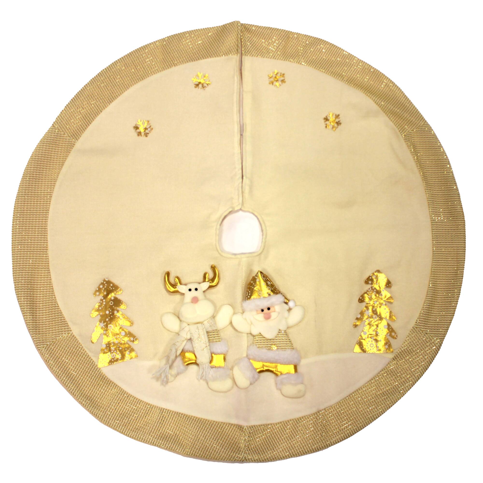 40" Reindeer & Santa Embroidered Christmas Tree Skirt